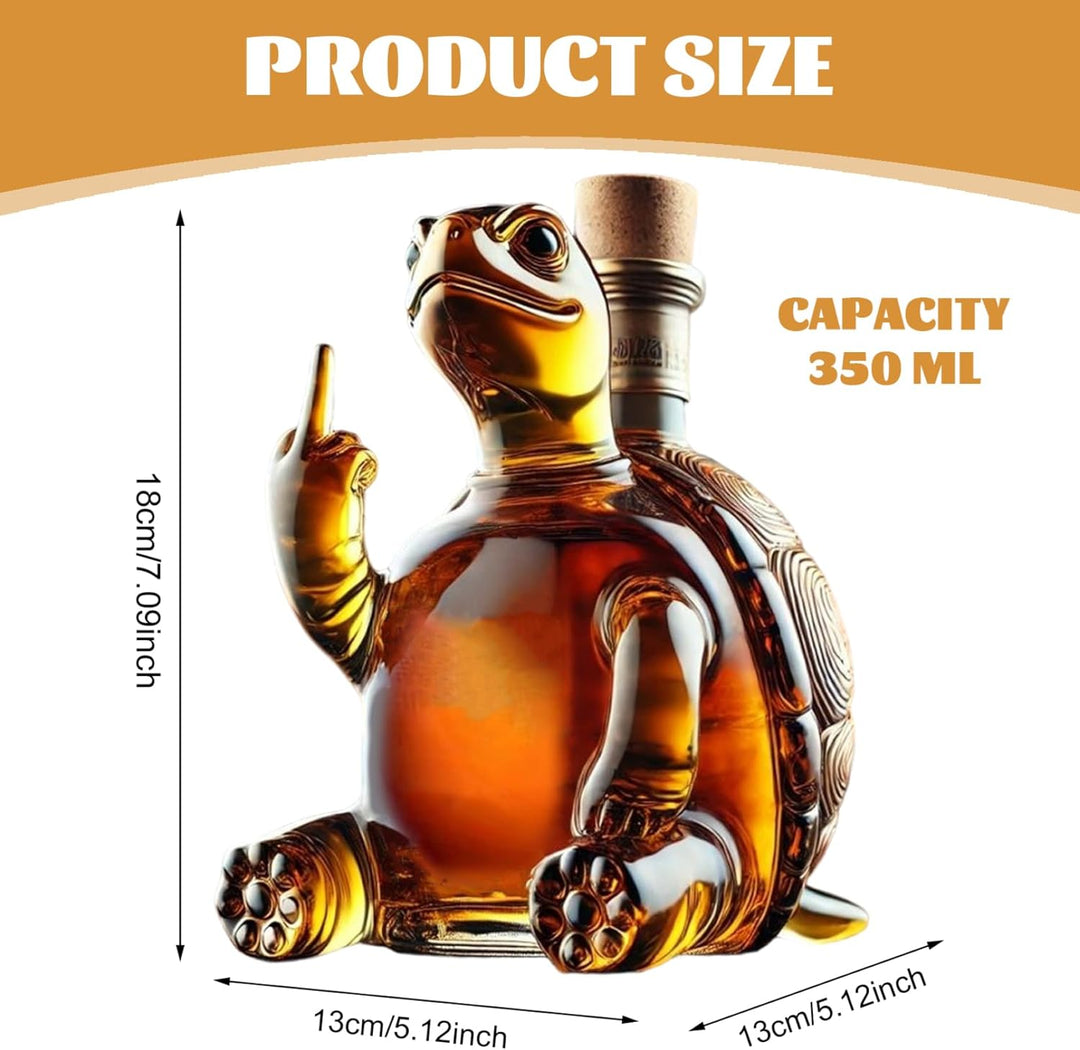 Whisky -Dekanter, 350 ml Schildkrötenweinkanter, die seinen Mittelfinger zeigt, 5.1x5.1x7.1 Transpar