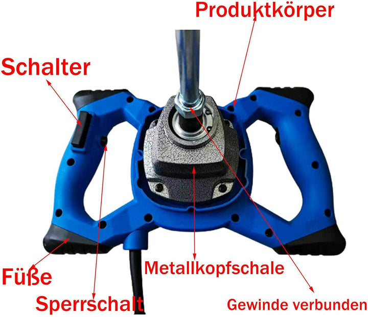 Rührwerk Mörtelrührer 230V, (Aufsatz 120 mm, 2600W, 0-1500 rpm, 6-Gang-Geschwindigkeitsregelung, Rüh