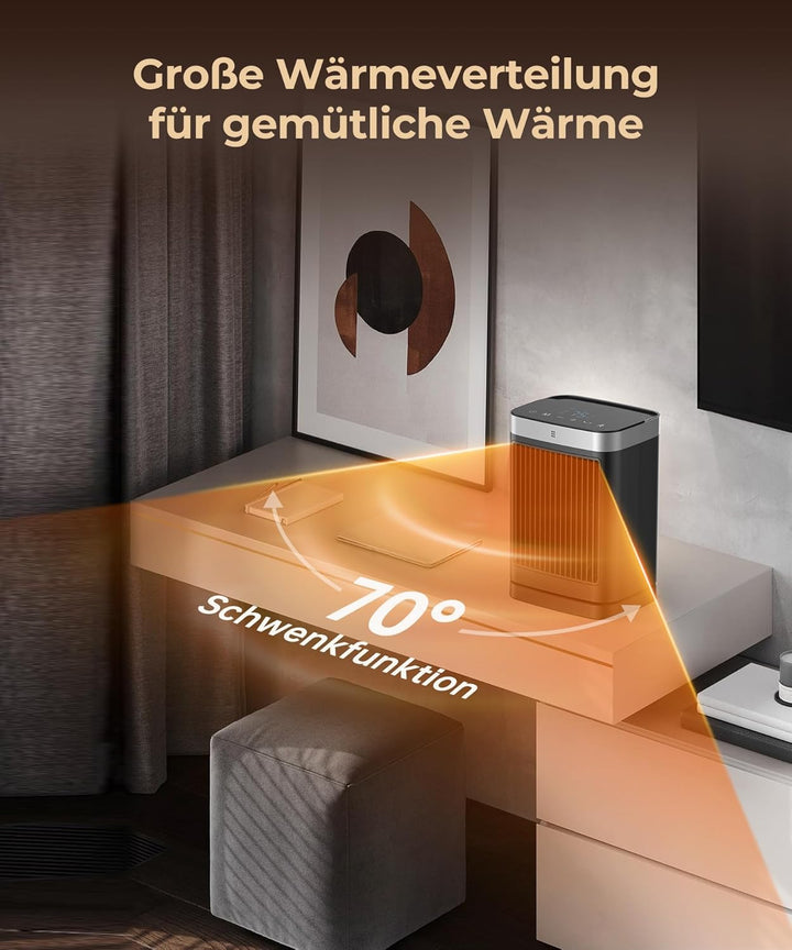 Heizlüfter Energiesparend mit Fernbedienung, 2000W Heizung Elektrisch Klein, PTC Keramik Heizlüfter