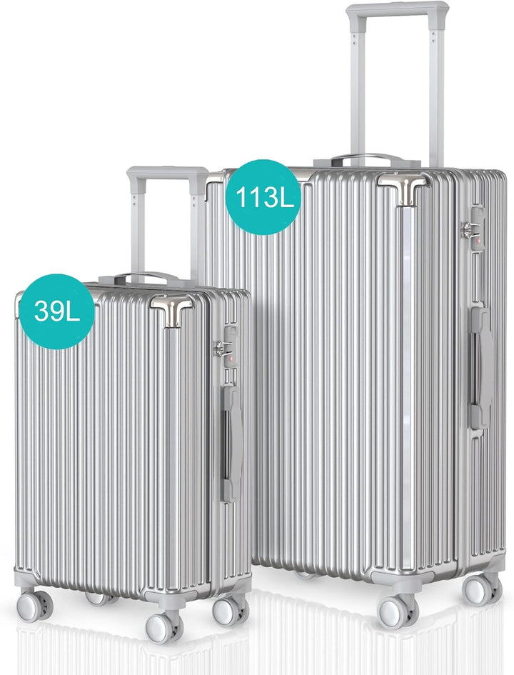 Voyagoux Kofferset 2 teilig - 39L & 113L, Hartschalenkoffer Set, TSA-Schloss, ABS, 4X 360° Rollen, R