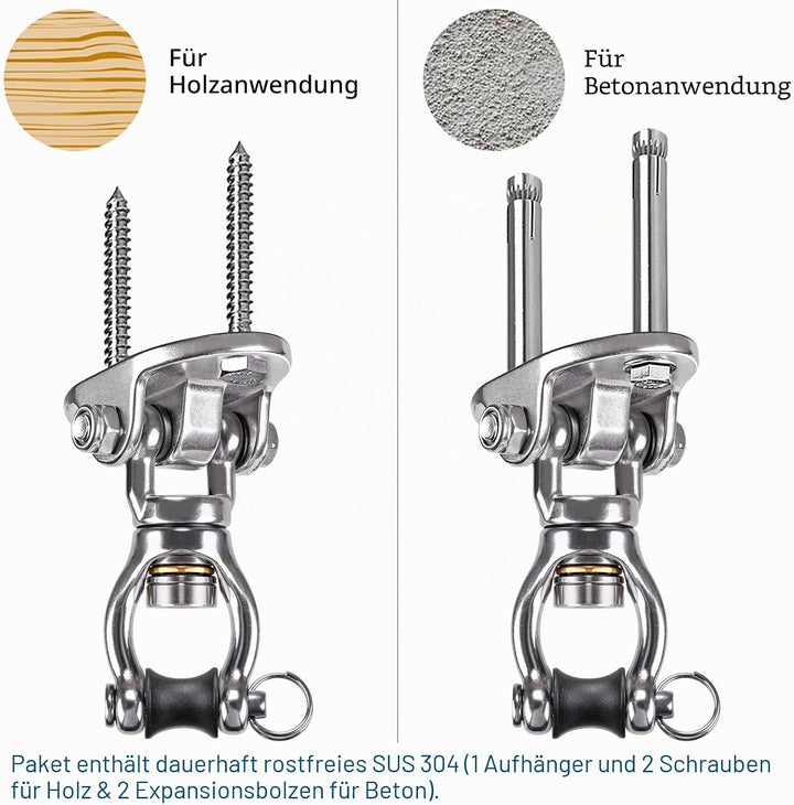 SELEWARE Deckenhaken Schwerlast Boxsack Halterung - 540 kg Tragkraft Schaukel Befestigung Balken, Sc