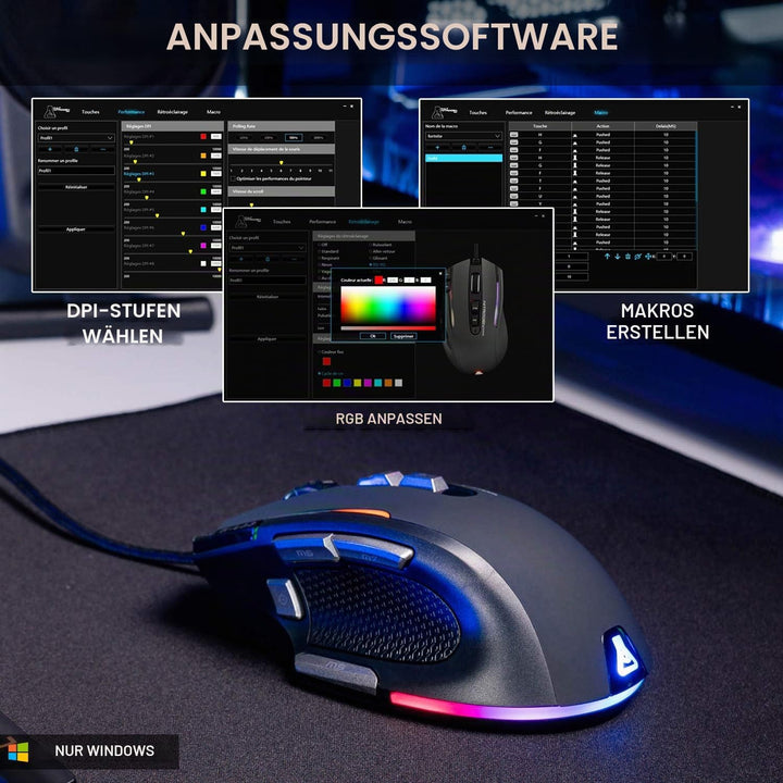 THE G-LAB Kult Nitrogen Atom Hochpräzise kabelgebundene Gaming-Maus - Optischer 4800 DPI Sensor, RGB