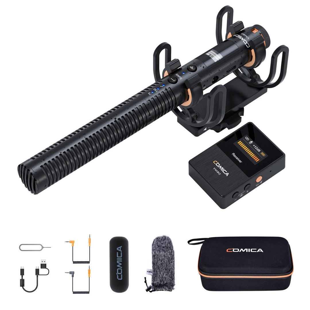 COMICA VM30 kabelloses Shotgun Mikrofon für Kamera Supernieren Richtmikrofon, Kamera Mikrofon mit 3,