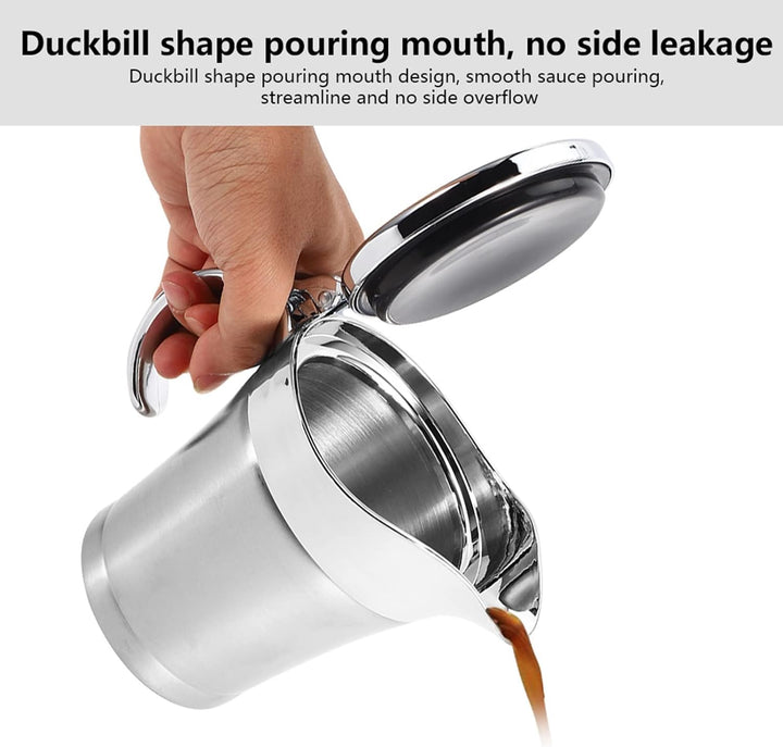 750 ml doppelt isolierte Sauciere, Edelstahl-Saucenkrug mit Klappdeckel, grosser Steak-Saucentopf fü