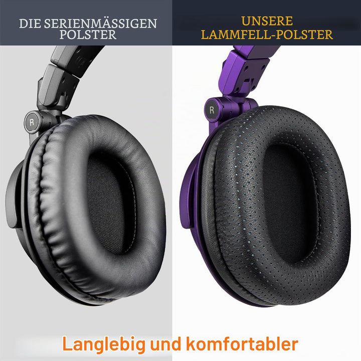 SOULWIT Lammfell Ersatz Ohrpolster für Audio Technica ATH M50X M50XBT M50RD M40X M30X M20X MSR7 SX1