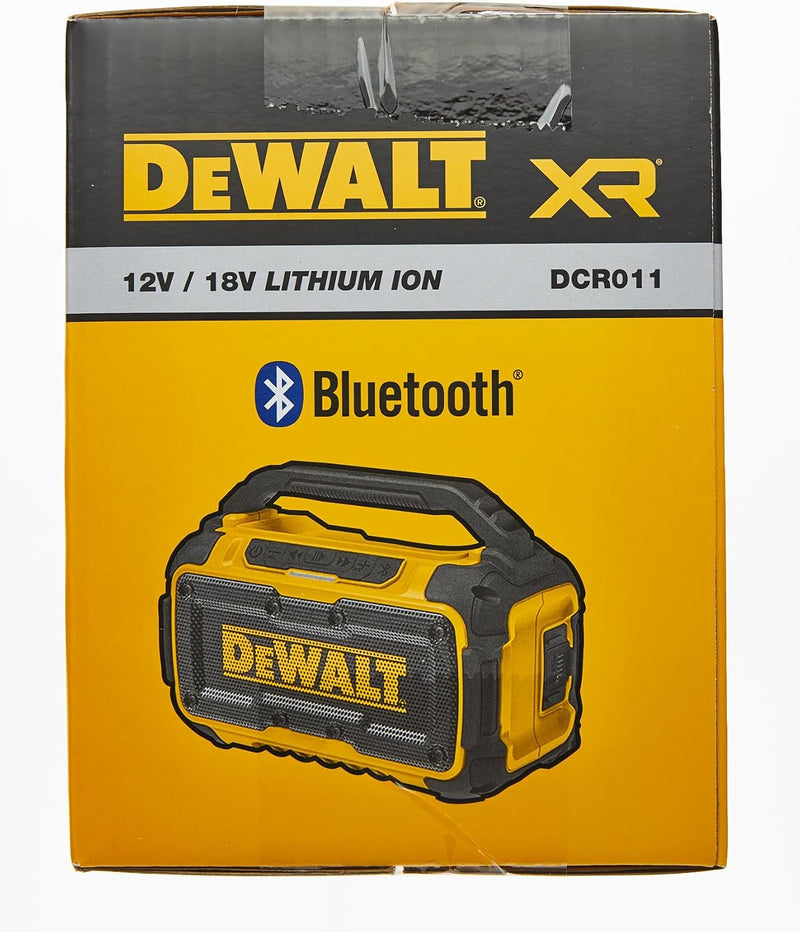 Dewalt Bluetooth Akku-Lautsprecher DCR011 (Stereo, extrem robust, mit Überrollbügel, AUX-Eingang 3,5