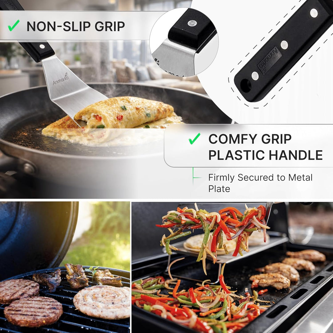 Exklusives Grillwender Set aus hochwertigem Edelstahl - BBQ Grillset in erstklassiger Qualität für H