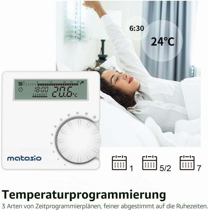 Funk-Thermostat Raumregler Set TH611 für Heizkessel, programmierbar, mit Empfänger, Kesselthermostat