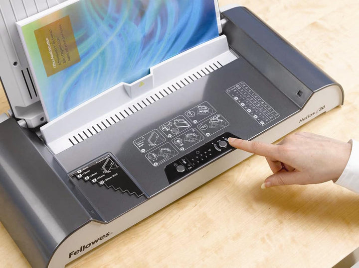 Fellowes 5641001 Büro Thermobindegerät Helios 30 platin/schwarz Kapazität: 300 Blatt, Kapazität: 300