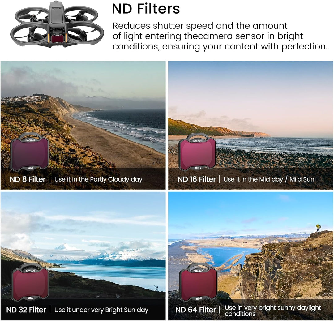 Skyreat Avata 2 ND Filter Set,Neutral Density Camera Lens 5Pack UV, ND8, ND16, ND32, ND64 Filter kom