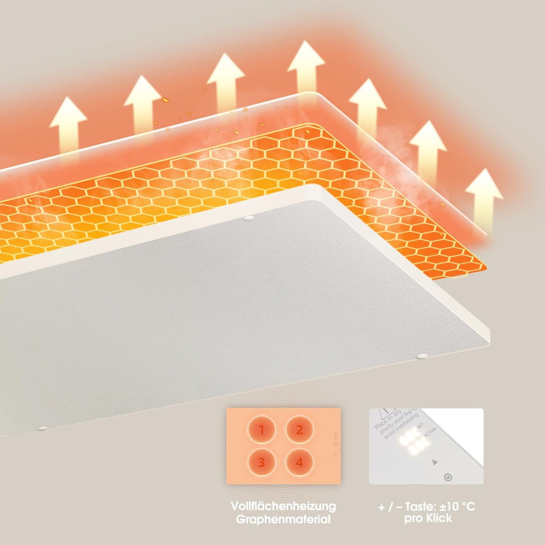 Byecold Warmhalteplatte 350 W, Wärmeplatte Elektrisch 60×40 cm, Graphen Speisewärmer, Touch Tasten,