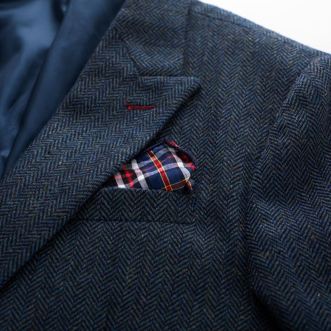 PJ PAUL JONES Sakko Herren Vintage British Blazer 2 Knöpfe Business Anzugjacke Tweed Sakko S Dunkelb