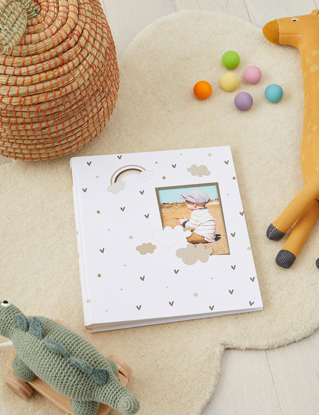 goldbuch Babyalbum Little Dream mit Ausstanzung für eigenes Bild, Leinenstruktur Fotoalbum, 58 weiss