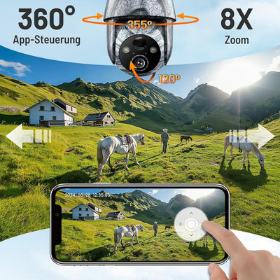 XTU 3G/4G LTE Wildkamera mit SIM Karte - Solar Wildtierkamera mit Handyübertragung App,2K Überwachun