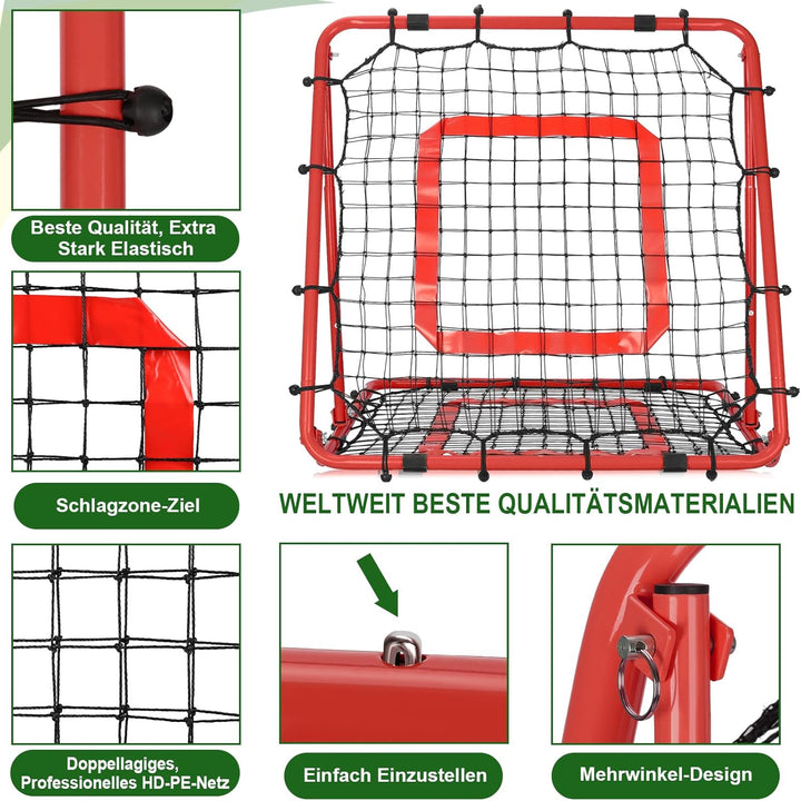 Fussball Rebounder, 85x85cm/120x120cm Rebounder für Fussball, Verstellbar mit 8 Winkeln, Doppellagig