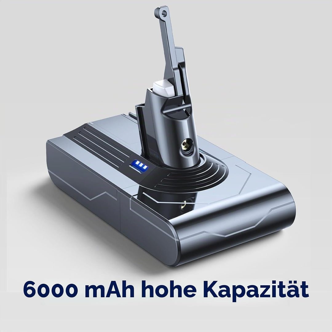 V8 Akku, 6000mAh Ersatzakku für Dyson V8 Absolute Animal Exclusive Fluffy Motorhead SV10 Original Co