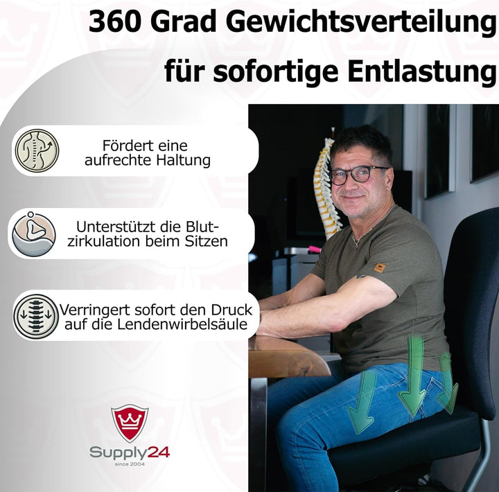 Orthopädisches Anti Dekubitus Viscoschaum Sitzkissen 52x45x10 cm – Made in Germany | Ergonomisch & d
