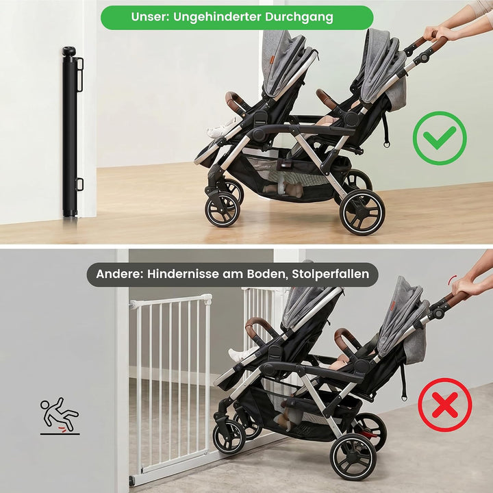 Treppenschutzgitter Ausziehbar 0-140 cm, Baby Absperrgitter Kinderschutzgitter, Türschutzgitter für