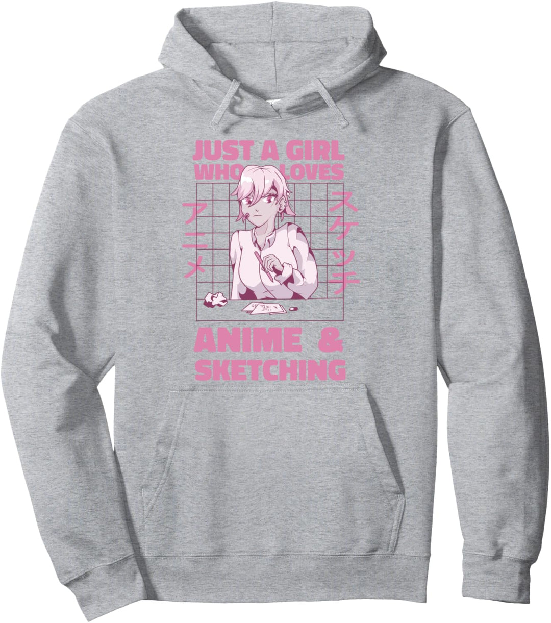 Anime Mädchen Skizzieren Zeichnen Japanisch Pullover Hoodie