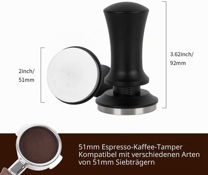 watchget 51 mm Espresso-Kaffee-Stampfer, federbelasteter Stampfer, Edelstahl, Barista, Espresso, Tam