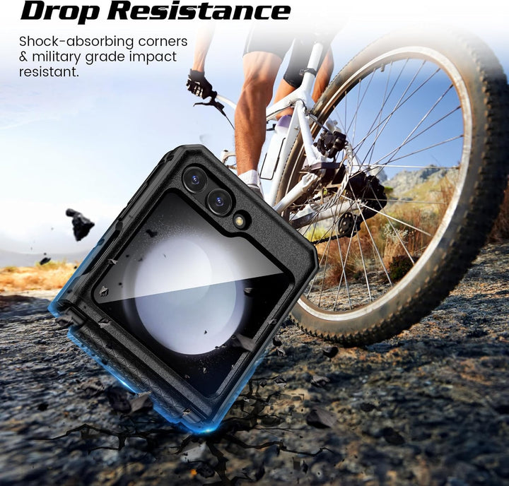 Doeshine Samsung Galaxy Z Flip 5 Hülle mit Magnetisch Ständer & Kameraschutz, Ganzkörper Robuste Sto