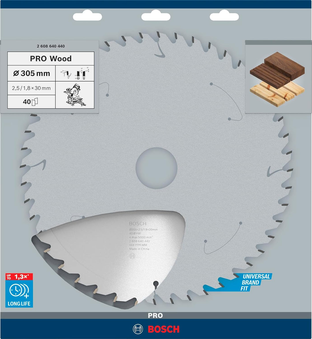 Bosch Professional 1x Kreissägeblatt Optiline Wood (Sägeblatt für Holz, Ø 305 x 30 x 2,5 mm, 40 Zähn