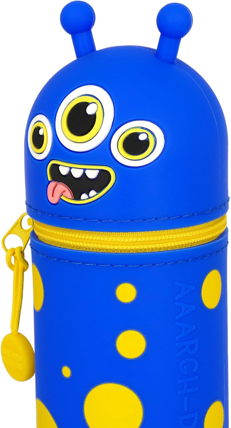 Legami - Kawaii 2-in-1 Schulmäppchen aus weichem Silikon, Tischstifthalter, Reissverschluss, Buntsti