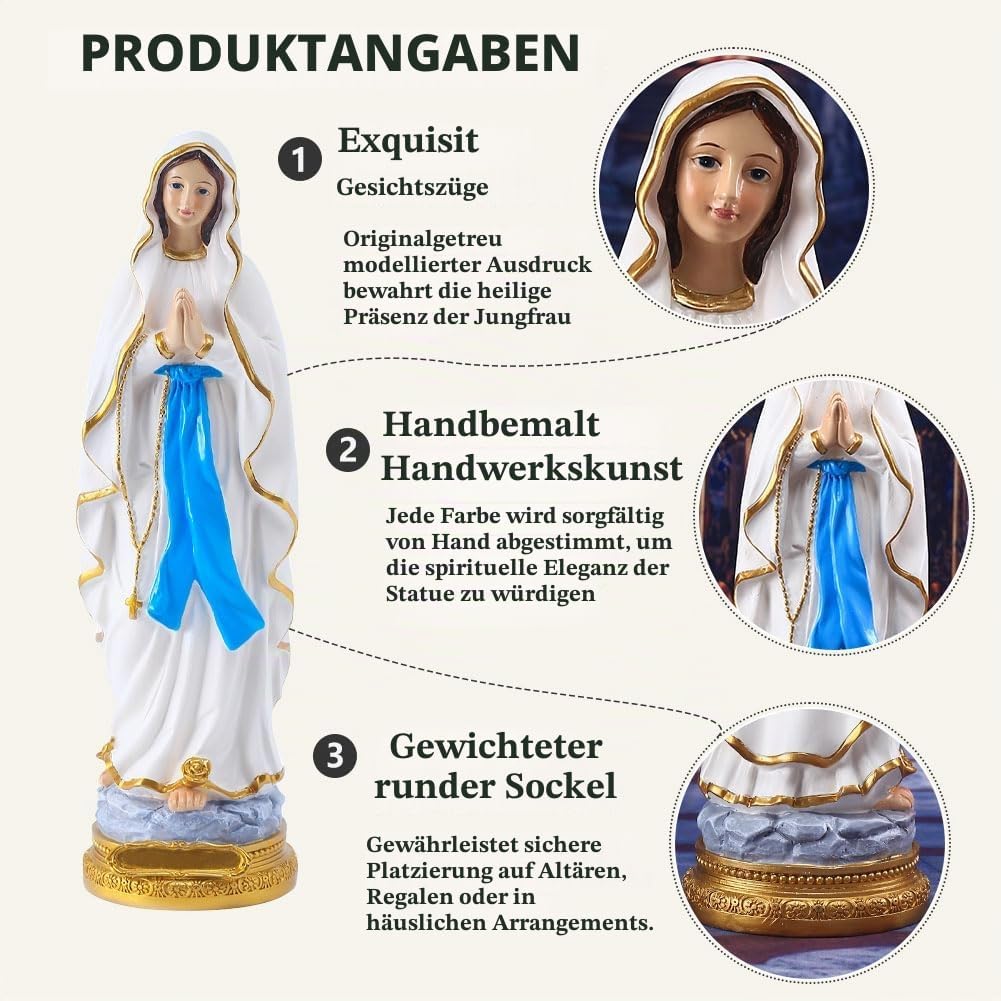 QIANLING 30 cm Jungfrau Maria Statue, Religiöses Geschenk Gesegnete Mutter Jungfrau Maria Statue, Ha