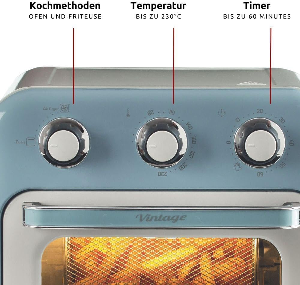 Ariete 4632 Vintage Heissluftfritteuse und Backofen, 1400 W, 2in1, 16 l Fassungsvermögen, inklusive