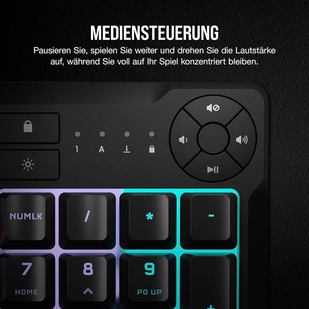 Corsair K55 CORE RGB Membran Kabelgebundene Gaming-Tastatur – Leise, Reaktionsschnelle Schalter – Sp