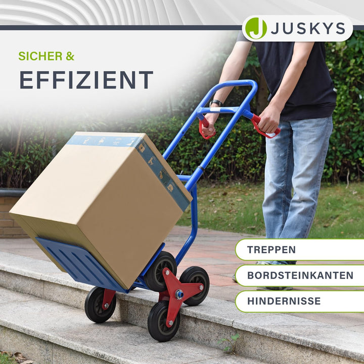 Juskys Treppensackkarre klappbar - Treppensteiger mit Hartgummireifen & Stahlrahmen - Sackkarre für