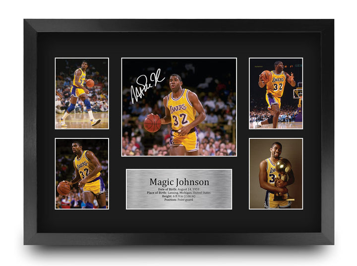 HWC Trading FR A3 Magic Johnson Lakers Geschenke Gedruckt, Signiert Autogramm-Präsentation-Display F