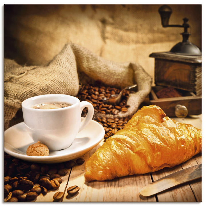 Artland Leinwandbild Wandbild Bild auf Leinwand 50x50 cm Wanddeko Kaffee Coffee Cafe Kaffeebohnen Le
