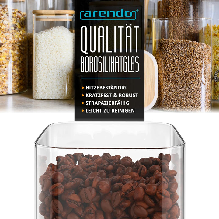 Arendo - Vorratsbehälter 800ml mit Deckel - 10er Set - Behälter aus Glas – hitzebeständig – Vorratsd