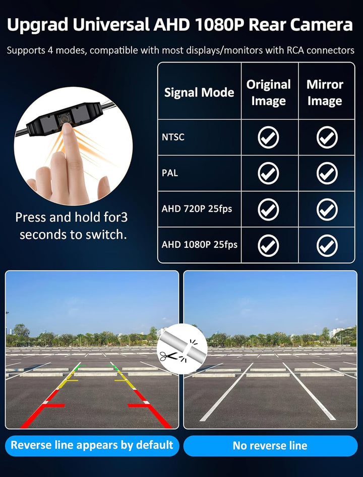 Rückfahrkamera AHD 1080P Rückfahrkamera Auto mit OEM-Halterung Universal Rückfahrkameras Nachrüsten