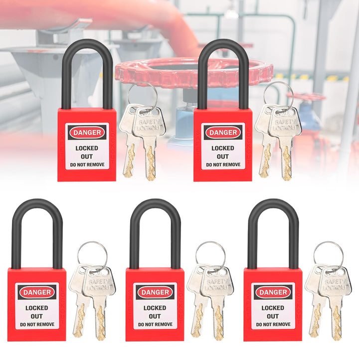 Lockout-Tagout-Schlösser 5 Sätze Lockout-Schloss 2 Schlüssel Pro Schloss Staubdichtes Nylon-Sicherhe