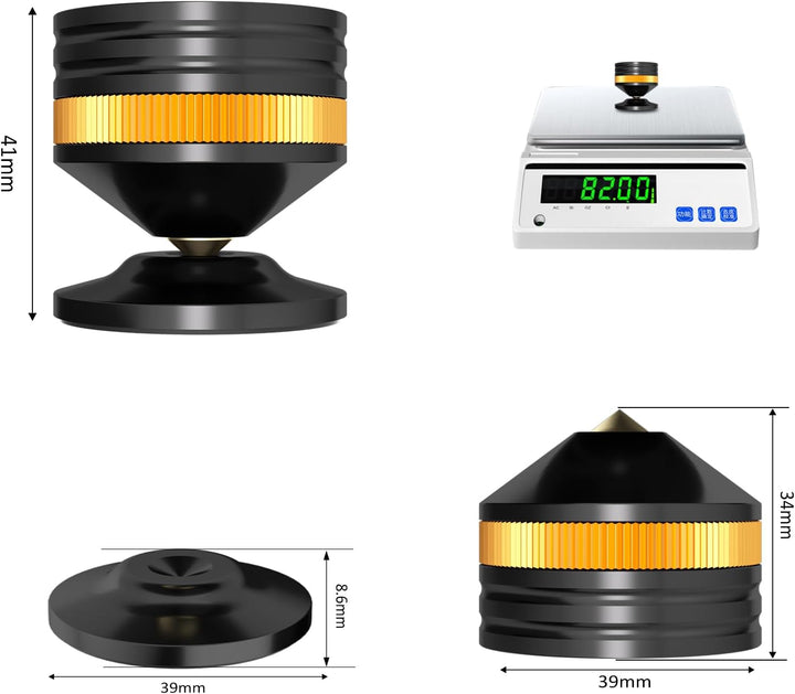 Monosaudio High-End Isolationsfüsse Lautsprecherspikes, Vibrationsentkopplung für Lautsprecher, Vers