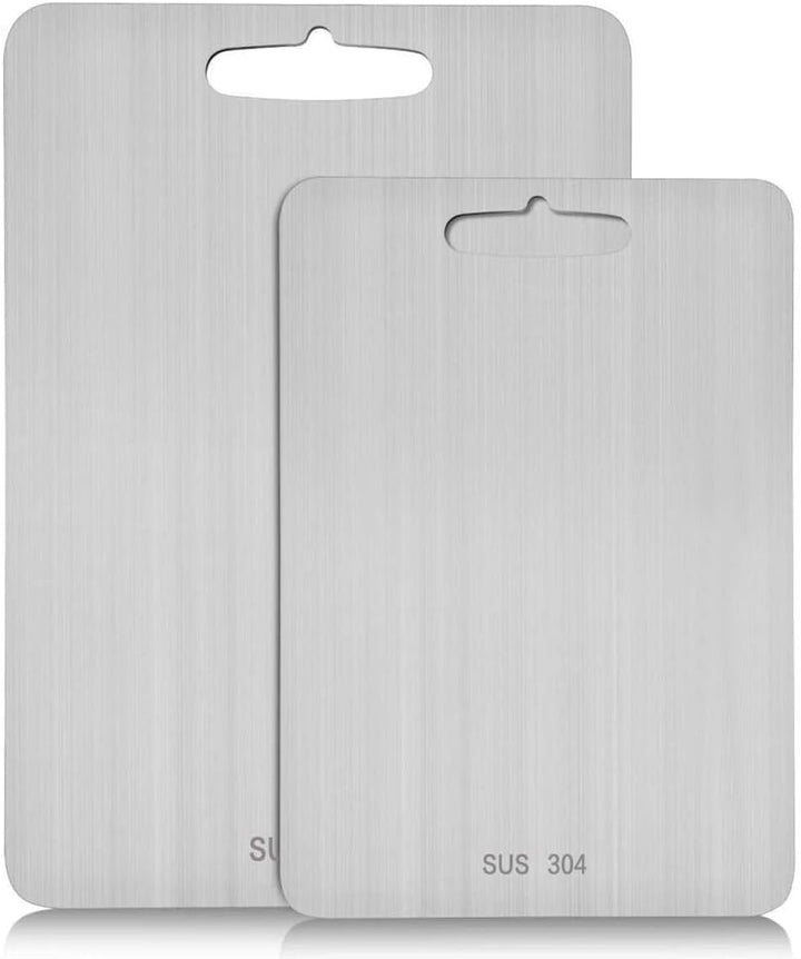 Titan Schneidebrett, 2 Stück Schneidbrett aus Edelstahl, Titanium Cutting Board, Leicht zu Reinigen,