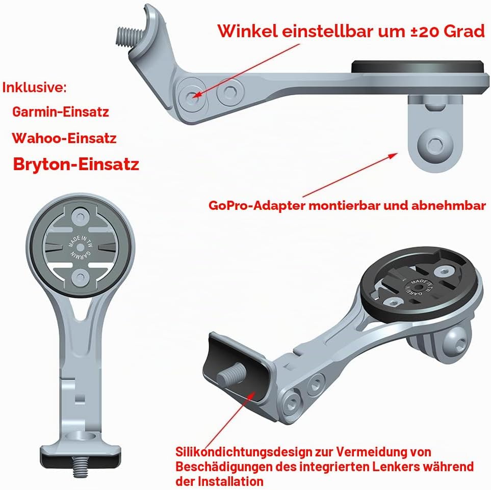 Cestbon Fahrradhalterung für Garmin Edge Wahoo Elemnt Combo Mount für Trek New Madone Integrierter L