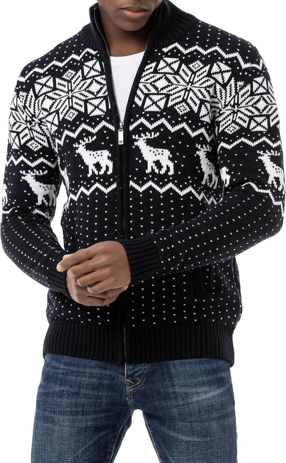 Redbridge Herren Strickjacke Norweger Strickpullover mit Reissverschluss S Navyblau, S Navyblau