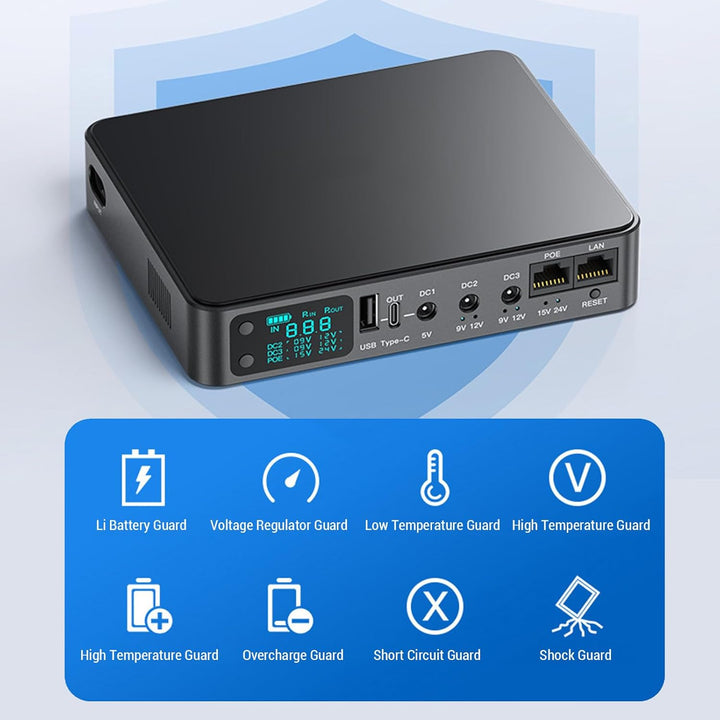 UPS -Stromversorgung 18000 -mAh UPS Battery Backup für Überwachungskameras Router Fingerabdruckscann