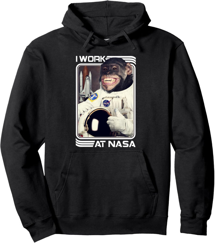 NASA I Work At NASA Chimp Text Poster Pullover Hoodie