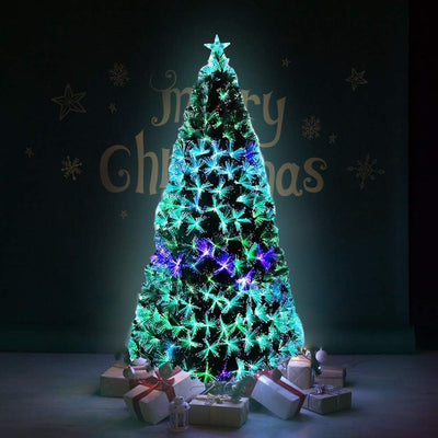 Aufun Weihnachtsbaum Künstlicher LED Glasfaser 180 cm Weihnachtsdeko Christbaum mit 200 Spitzen und