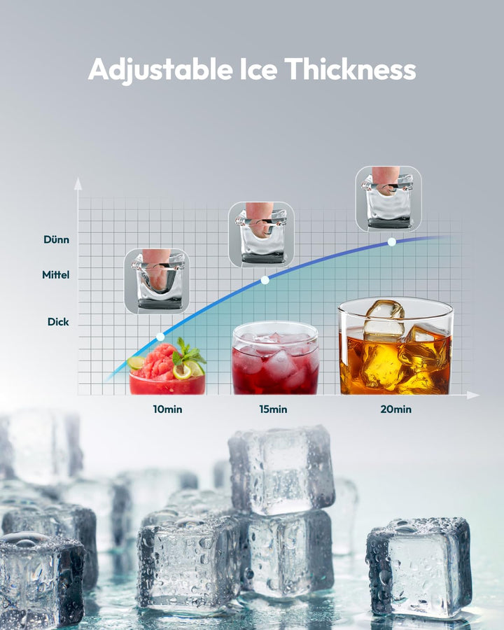 EUHOMY Gewerbliche Eiswürfelmaschine 32KG/24H | 36 Eiswürfel in 11 Min, Unterbau-Eismaschine mit Was