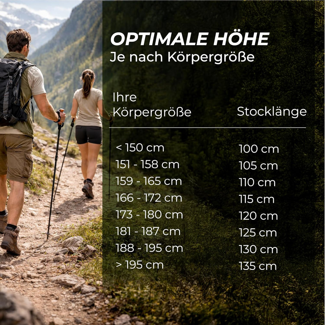 Wanderstöcke Teleskop [Carbon oder Aluminium] - Nordic Walking Stöcke Damen/Herren Ultraleichte - Tr
