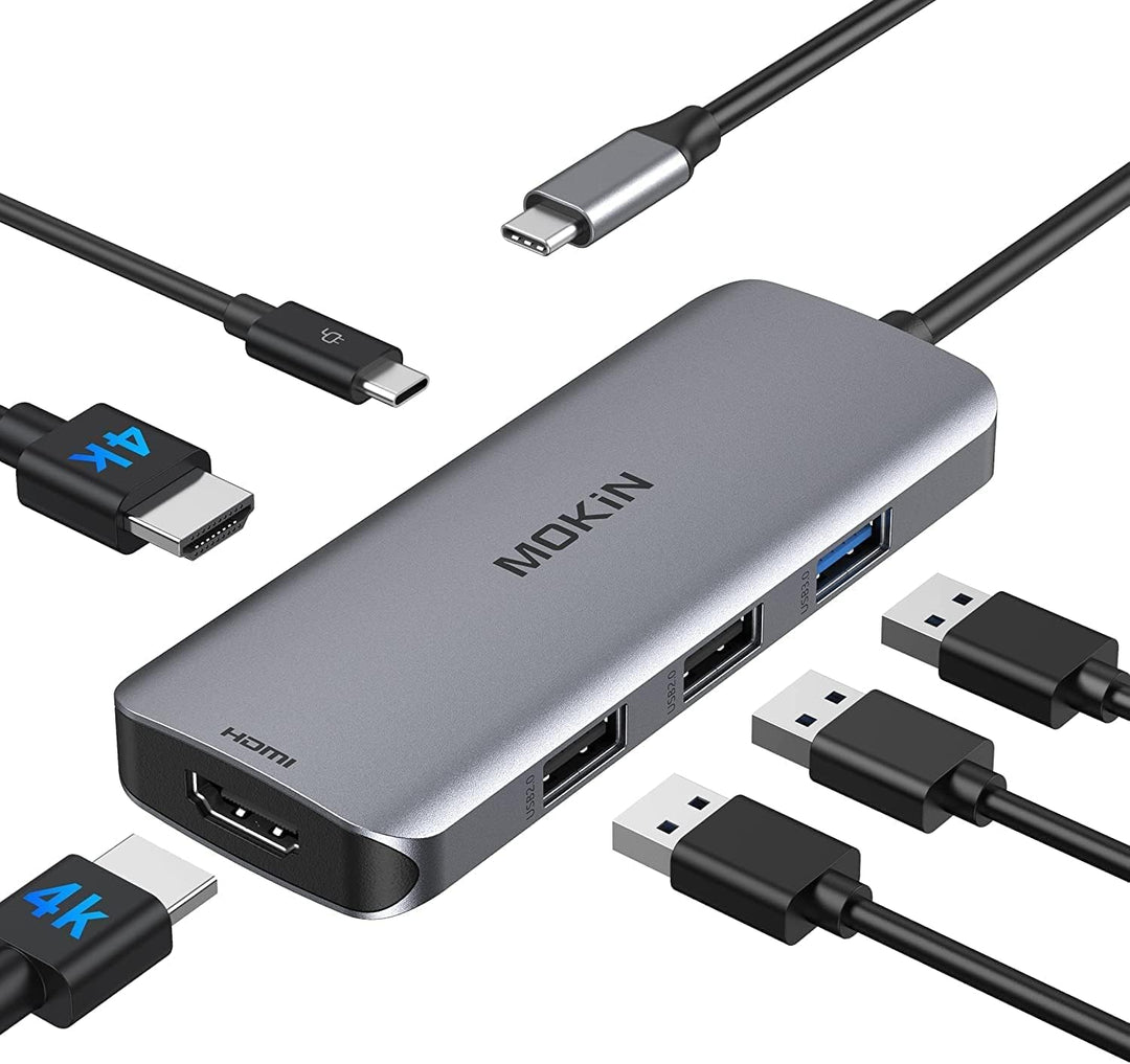 MOKiN USB C Hub Dual hdmi, 6 in 1 Multiport Adapter USB C 2 HDMI mit 2 Monitore-Anschlüssen 4K, 3 US
