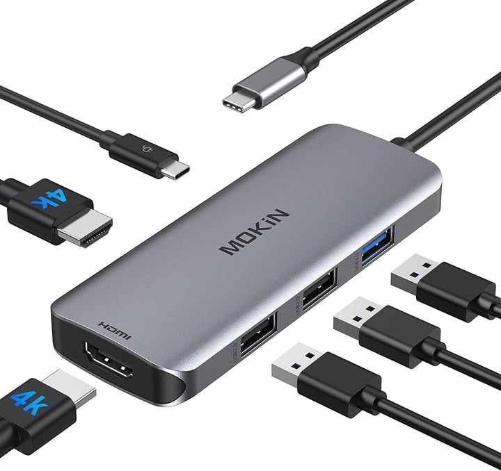 MOKiN USB C Hub Dual hdmi, 6 in 1 Multiport Adapter USB C 2 HDMI mit 2 Monitore-Anschlüssen 4K, 3 US