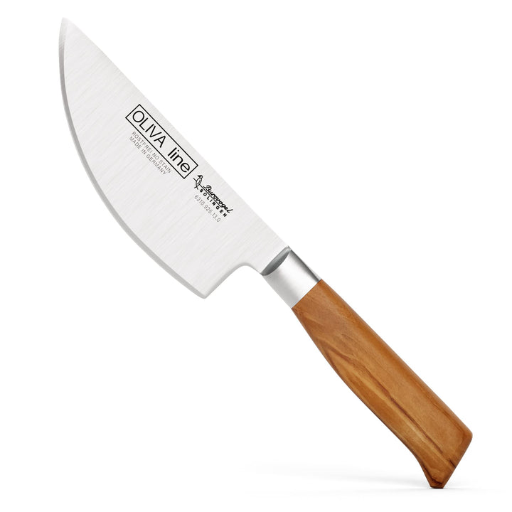 Burgvogel Solingen Kräutermesser 13 cm geschmiedet Olivenholz, Oliva Line, rostfrei, hell, scharf Br
