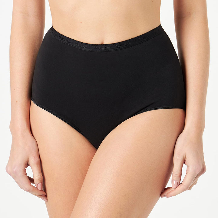 Playtex Bequeme Damen-Maxi-Höschen aus Bio-Baumwolle x4 44 Weiss / Schwarz, 44 Weiss / Schwarz