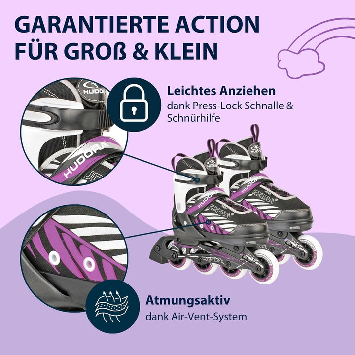 HUDORA Inliner Mia/Leon - Inliner für Kinder, Jugendliche und Erwachsene - Verschiedene Grössen - Ro